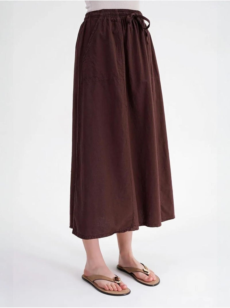 Jupe en popeline taille haute avec fermeture à cordon mixray Marron foncé - Kiabi