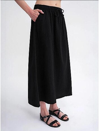 Jupe en popeline taille haute avec fermeture à cordon mixray