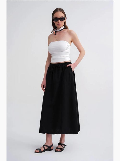 Jupe en popeline taille haute avec fermeture à cordon mixray - Kiabi Jupe en popeline taille haute avec fermeture à cordon mixray - Kiabi