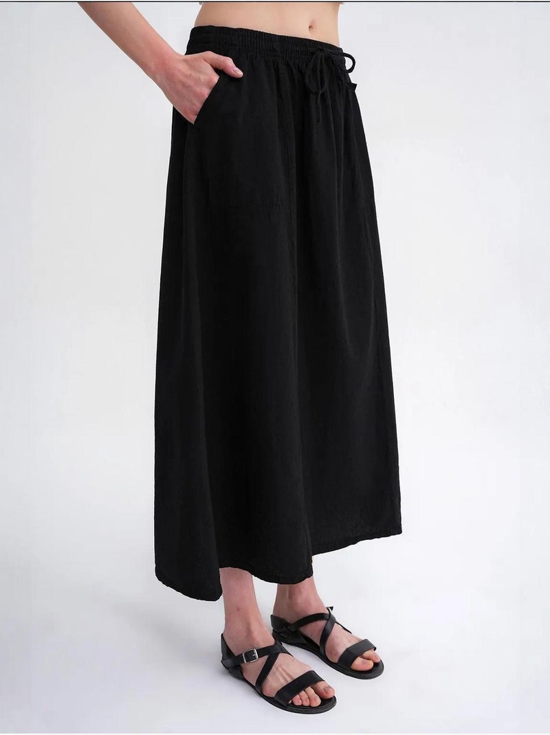 Jupe en popeline taille haute avec fermeture à cordon mixray Noir - Kiabi