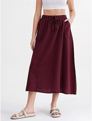 Jupe en popeline taille haute avec fermeture à cordon mixray