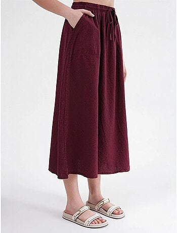 Jupe en popeline taille haute avec fermeture à cordon mixray
