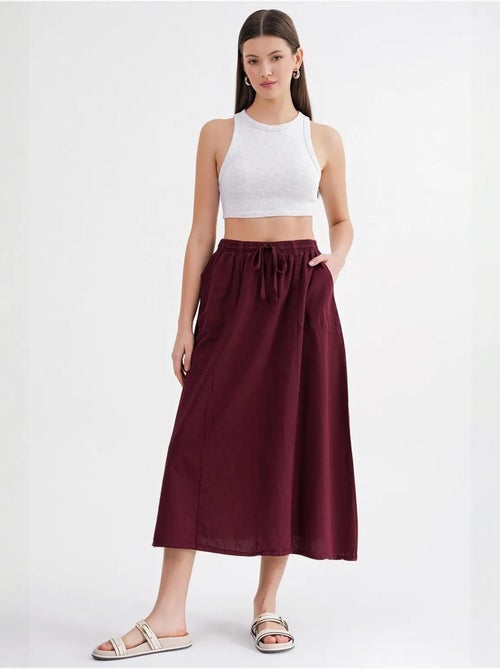 Jupe en popeline taille haute avec fermeture à cordon mixray - Kiabi Jupe en popeline taille haute avec fermeture à cordon mixray - Kiabi