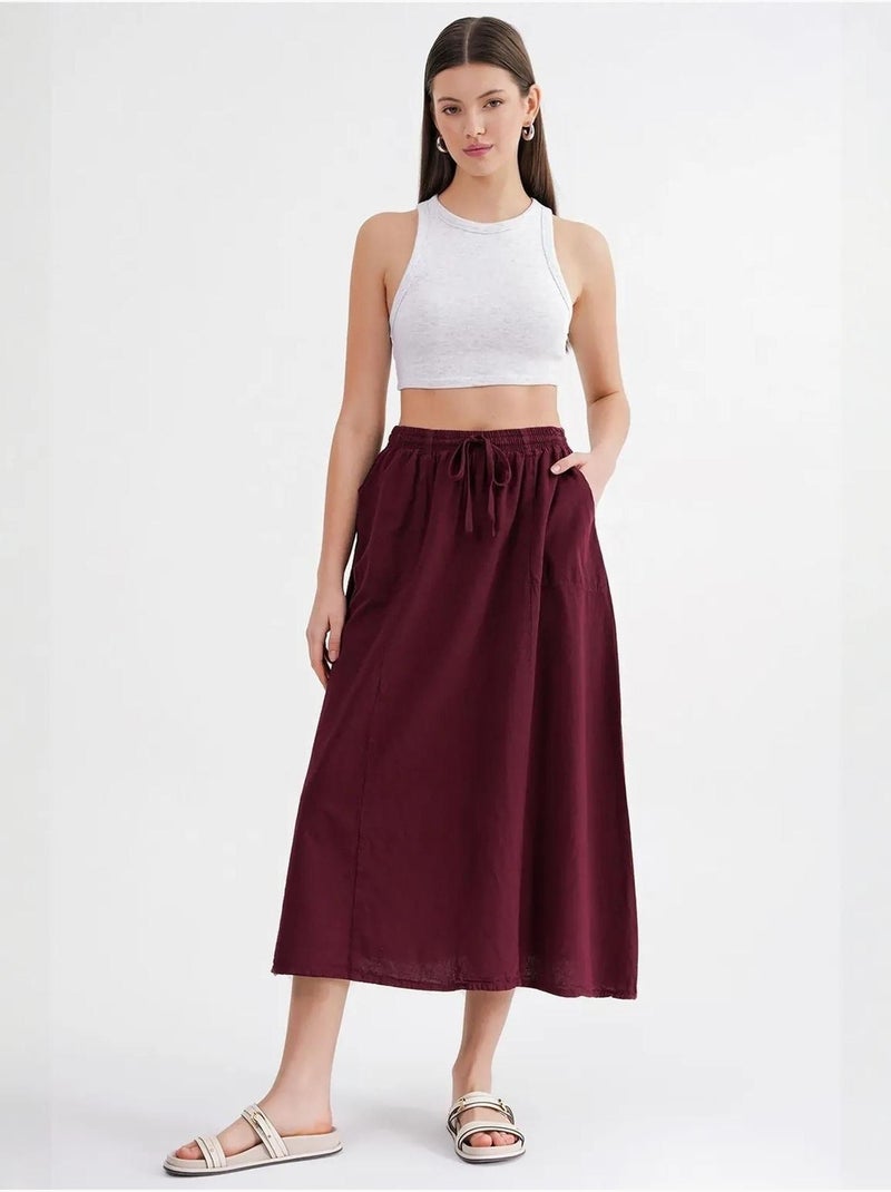 Jupe en popeline taille haute avec fermeture à cordon mixray Rouge bordeaux - Kiabi