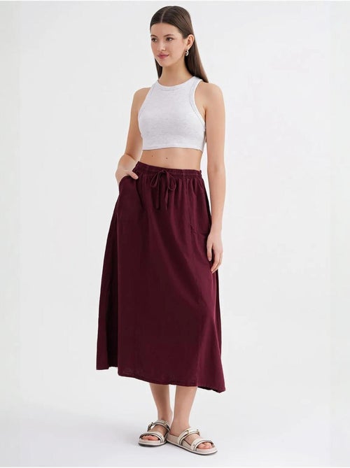 Jupe en popeline taille haute avec fermeture à cordon mixray - Kiabi Jupe en popeline taille haute avec fermeture à cordon mixray - Kiabi