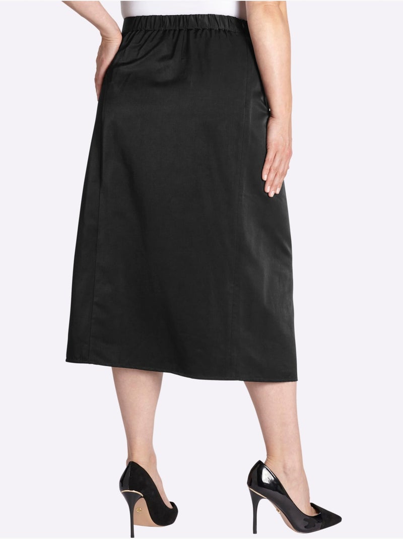 Jupe En Satin Coupe Féminine - Taille Standard - Sheego Noir - Kiabi