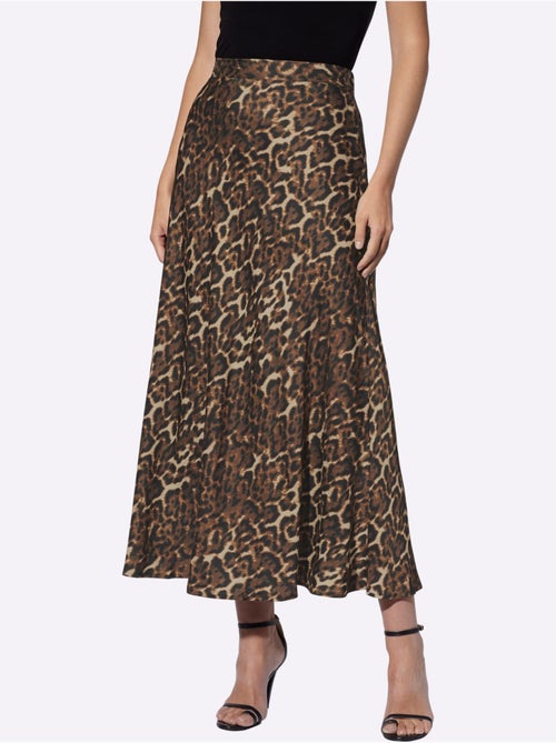 Jupe En Satin Joli Motif Léopard - Taille Standard - helline - Kiabi