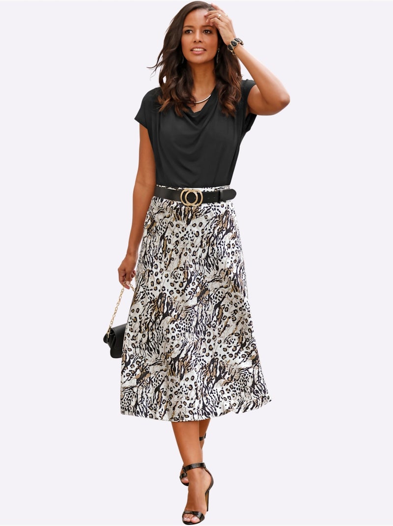 Jupe en satin satin mat élégant - taille standard - witt Noir Ecru Noir - Kiabi