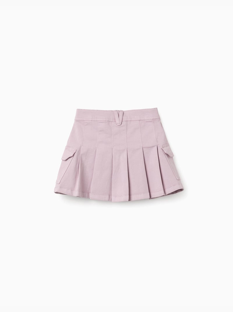Jupe en sergé avec plis et poches cargo Mauve lilas - Kiabi