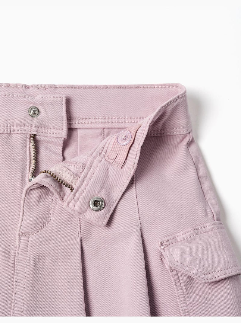 Jupe en sergé avec plis et poches cargo Mauve lilas - Kiabi