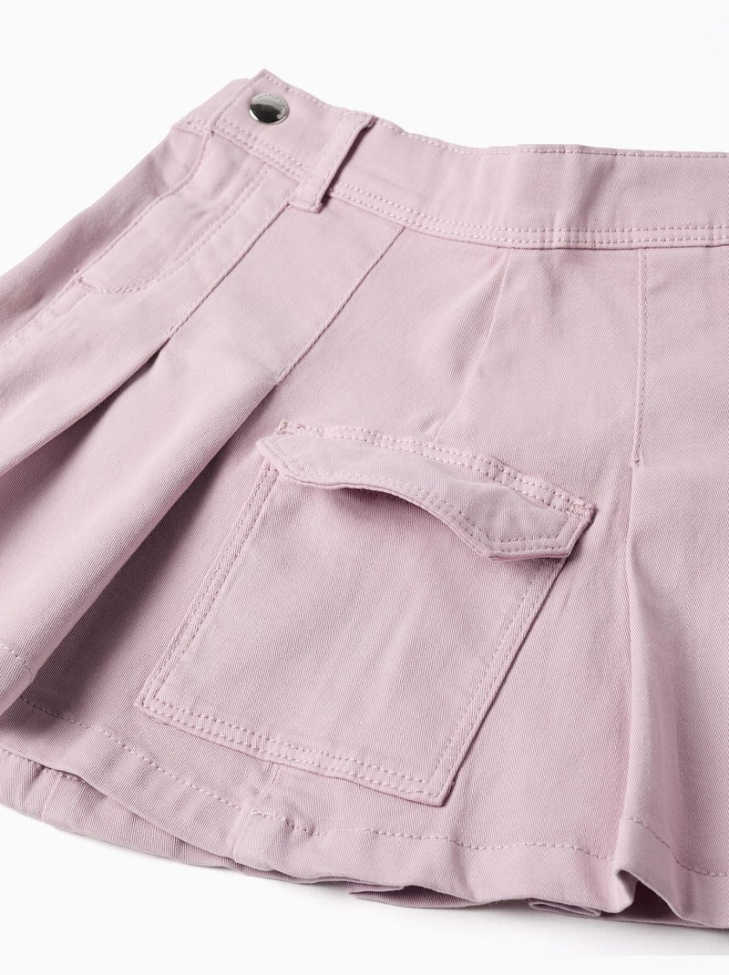 Jupe en sergé avec plis et poches cargo Mauve lilas - Kiabi