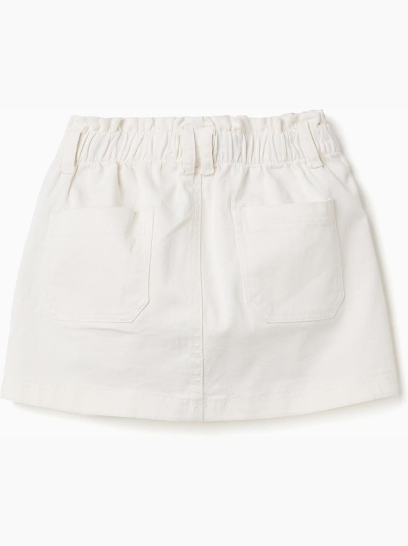 Jupe en sergé avec taille paperbag et poches Blanc - Kiabi
