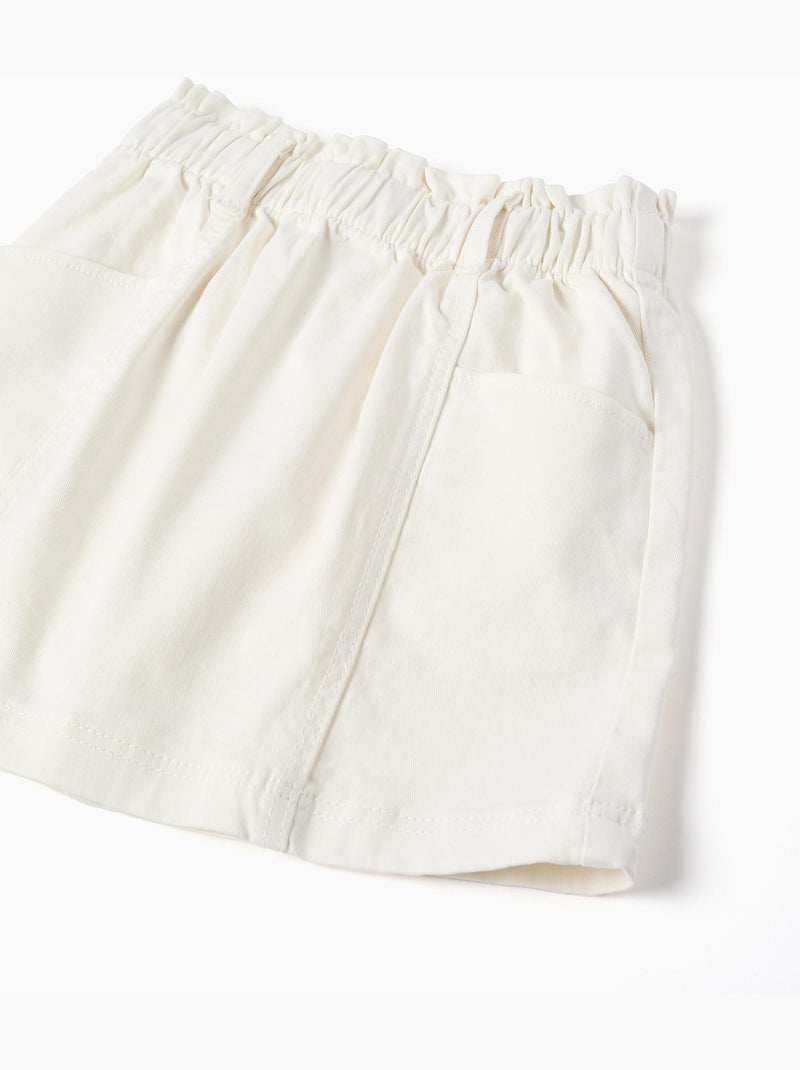 Jupe en sergé avec taille paperbag et poches Blanc - Kiabi