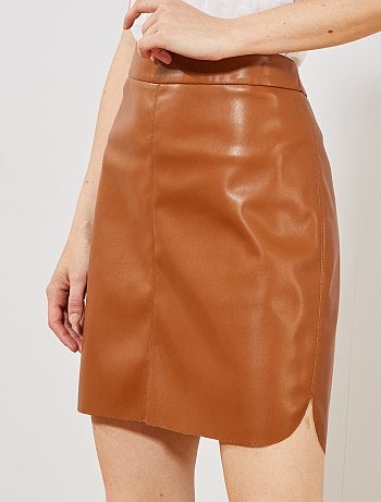 Jupe en simili avec découpe - Kiabi