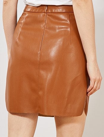 Jupe en simili avec découpe - Kiabi