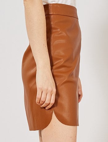 Jupe en simili avec découpe - Kiabi