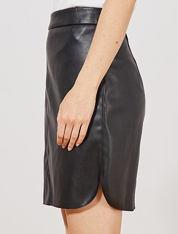 Jupe en simili avec découpe - Kiabi