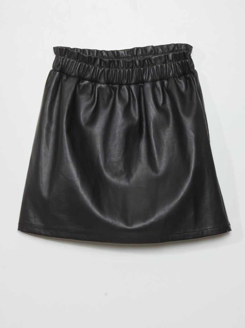 Jupe en simili paper-bag noir - Kiabi