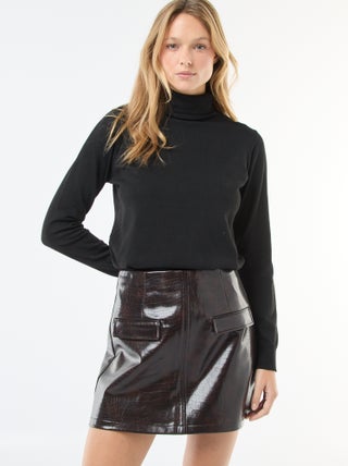 Jupe en simili 'peau de serpent' poches à rabat