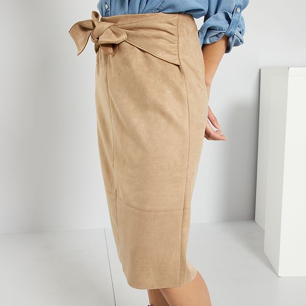 Jupe suedine beige Clearance