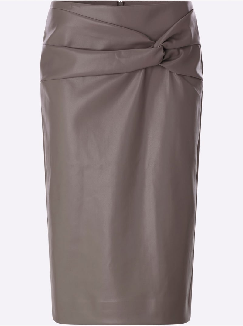 Jupe En Synthétique Imitation Cuir Souple - Taille Courte - Helline Gris taupe - Kiabi