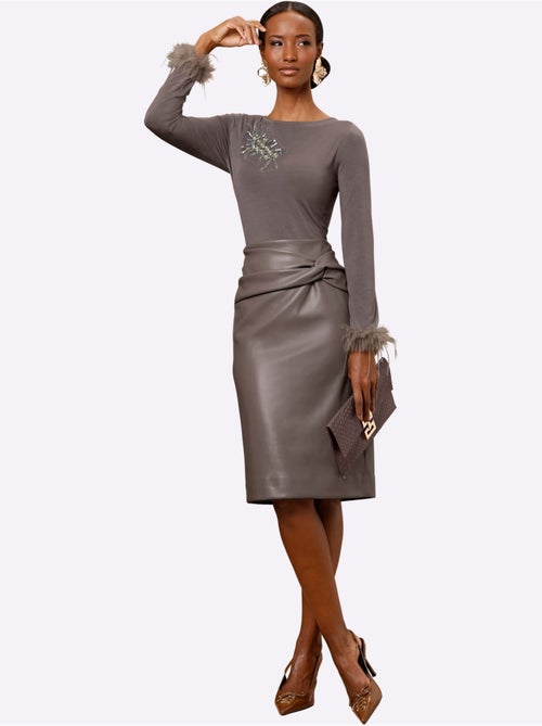 Jupe En Synthétique Imitation Cuir Souple - Taille Courte - Helline - Kiabi
