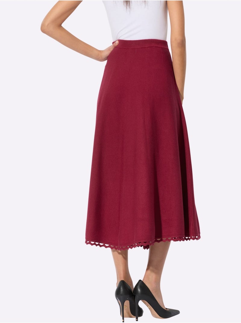 Jupe En Tricot 30% Lyocell - Taille Courte - Helline Rouge foncé - Kiabi