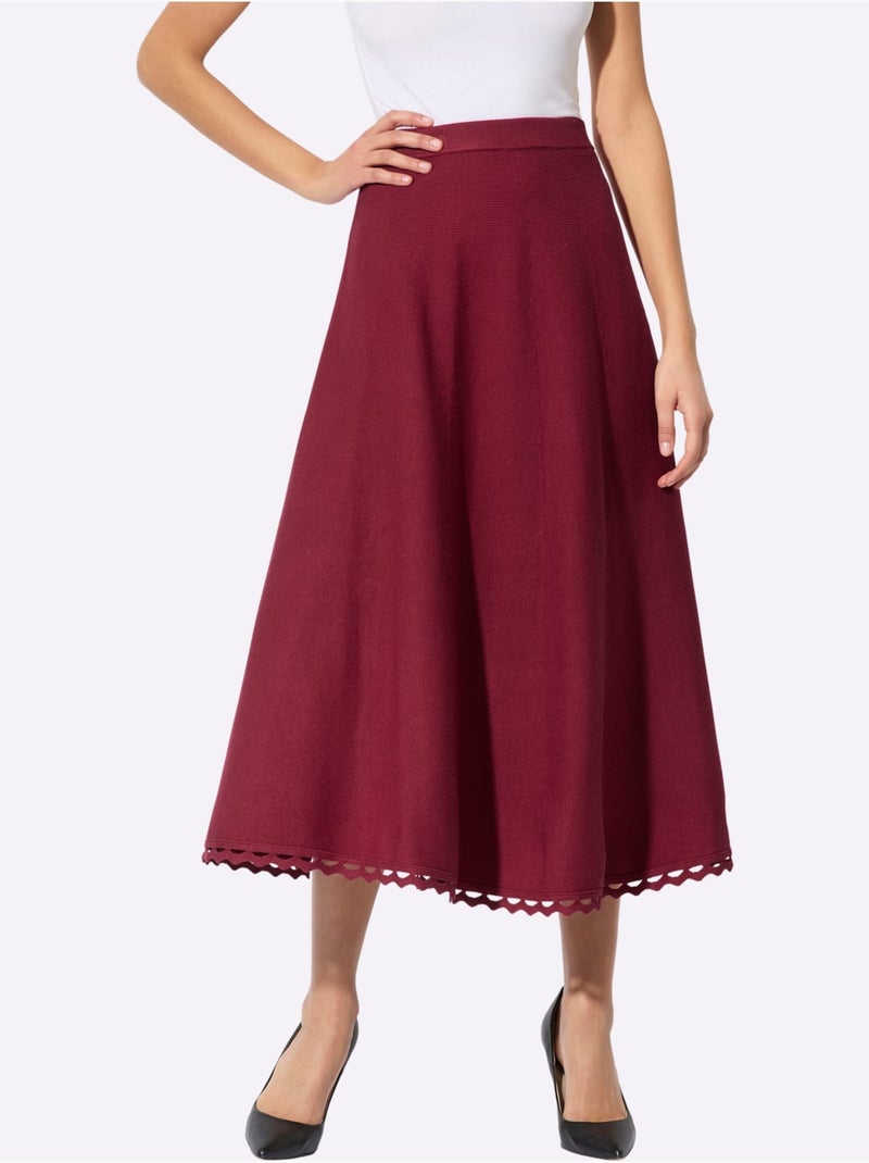 Jupe En Tricot 30% Lyocell - Taille Courte - Helline Rouge foncé - Kiabi