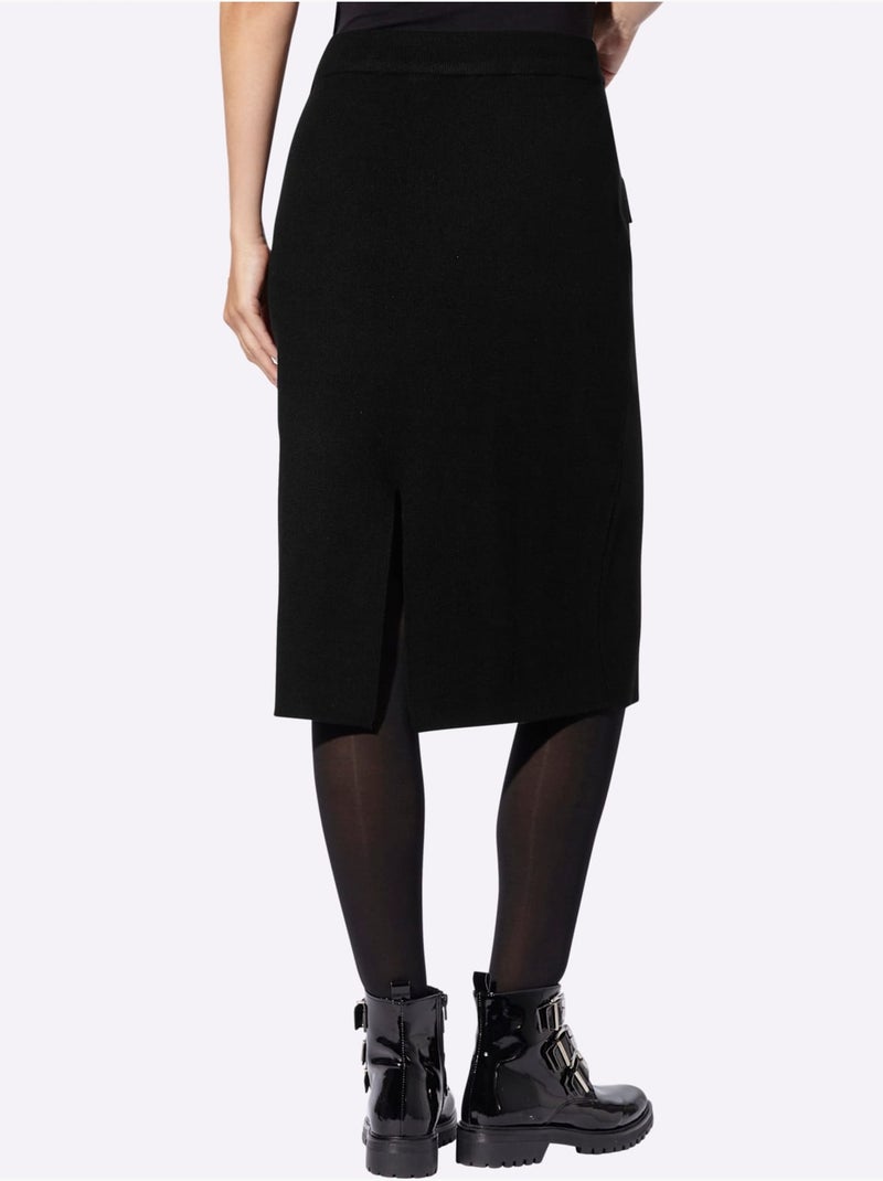 Jupe En Tricot Ceinture élastique, Coulisse Et Lien à Nouer - Taille Standard - Helline Noir - Kiabi