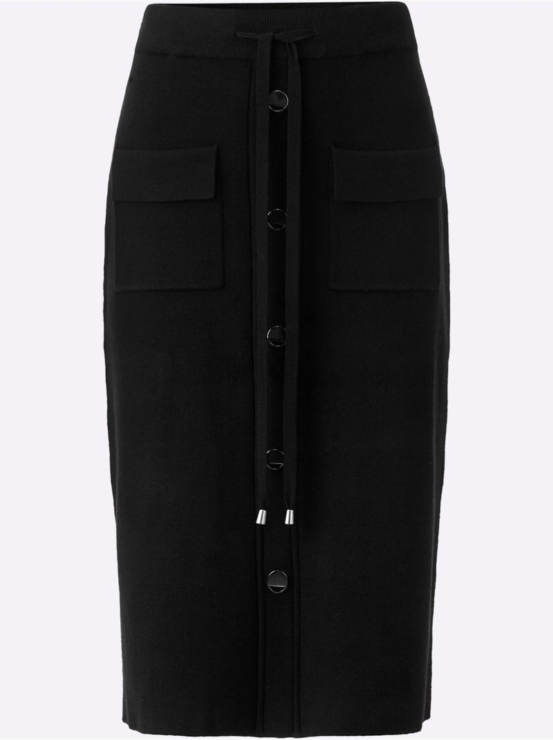 Jupe En Tricot Ceinture élastique, Coulisse Et Lien à Nouer - Taille Standard - Helline Noir - Kiabi