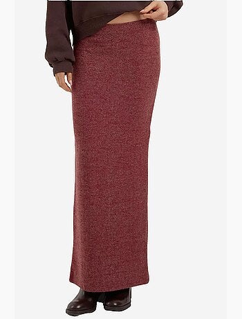 Jupe en tricot doux et texturé avec taille élastique et fente hiccup