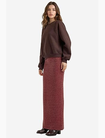 Jupe en tricot doux et texturé avec taille élastique et fente hiccup