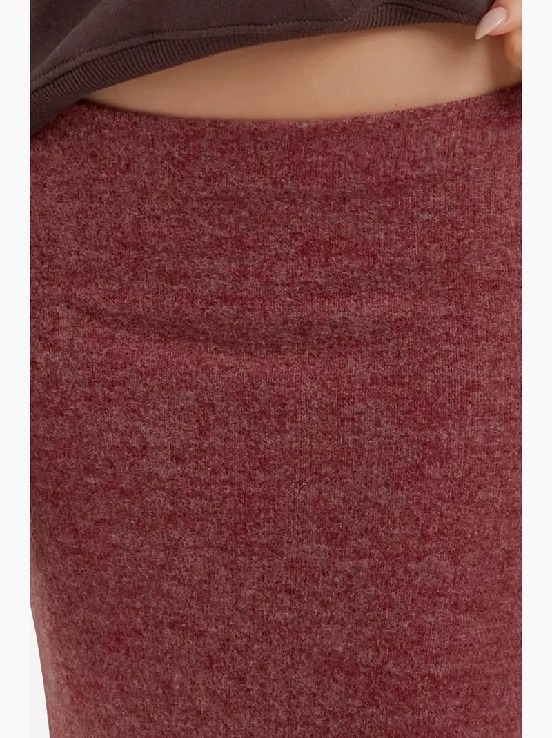 Jupe en tricot doux et texturé avec taille élastique et fente hiccup Rouge bordeaux - Kiabi