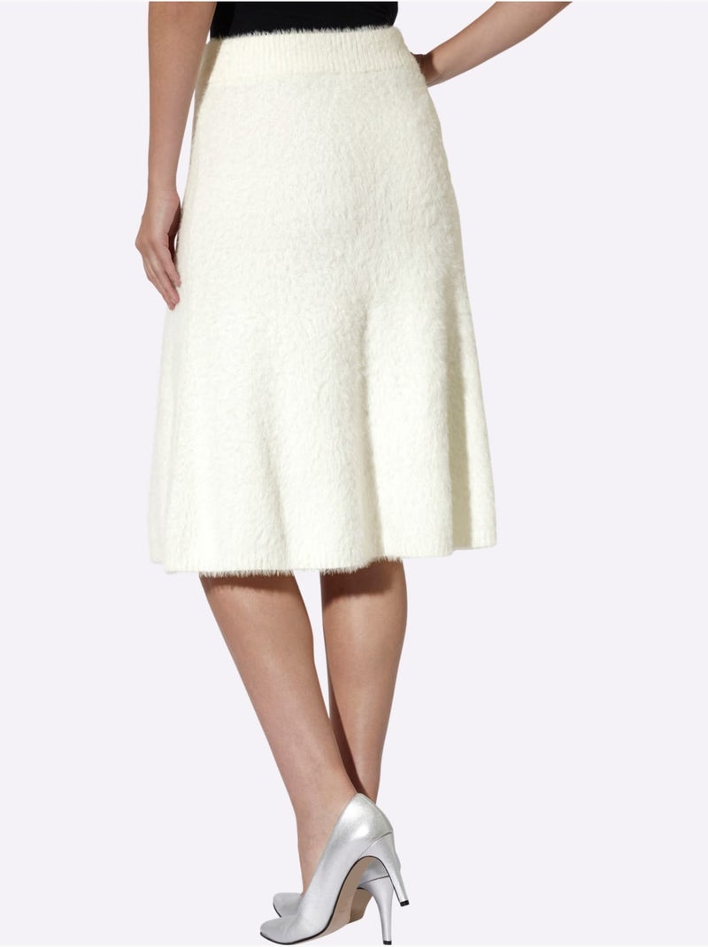 Jupe en tricot fil moelleux à poils longs - taille standard - helline Ecru - Kiabi