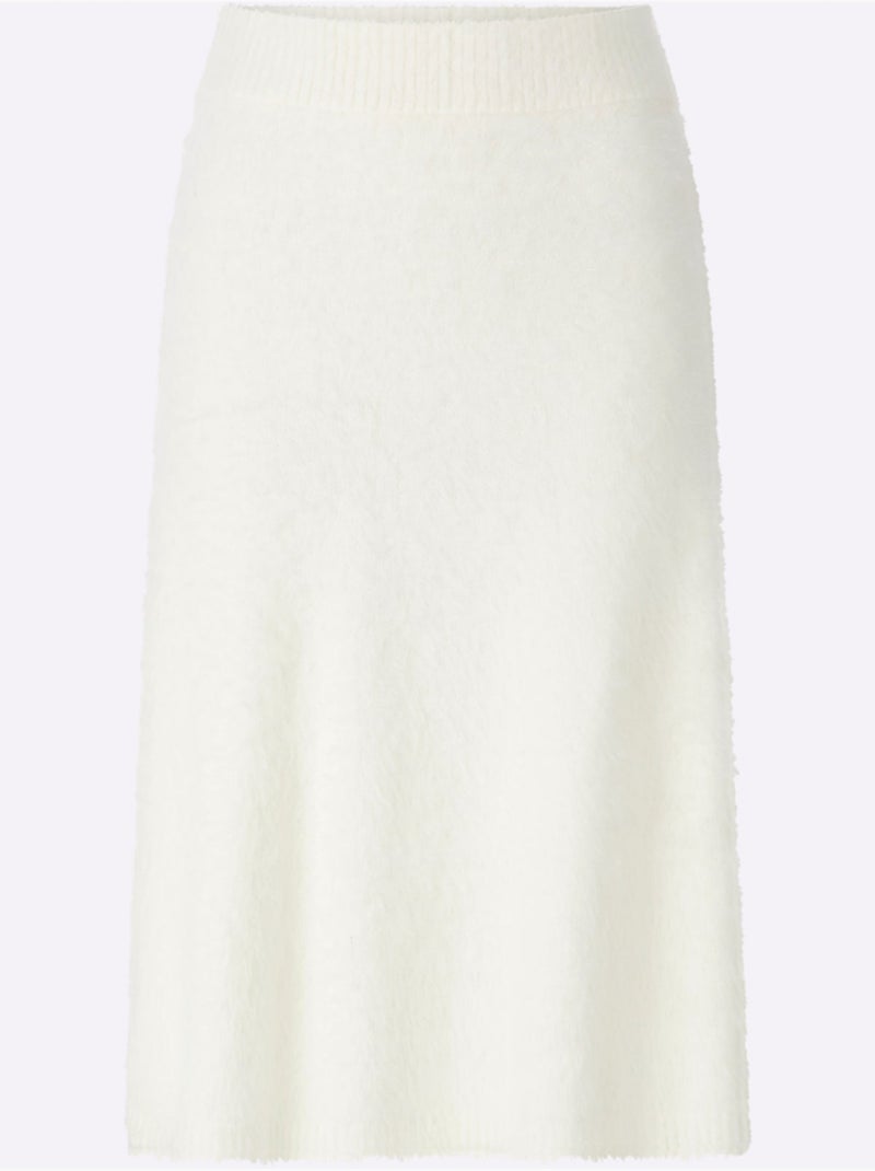 Jupe en tricot fil moelleux à poils longs - taille standard - helline Ecru - Kiabi