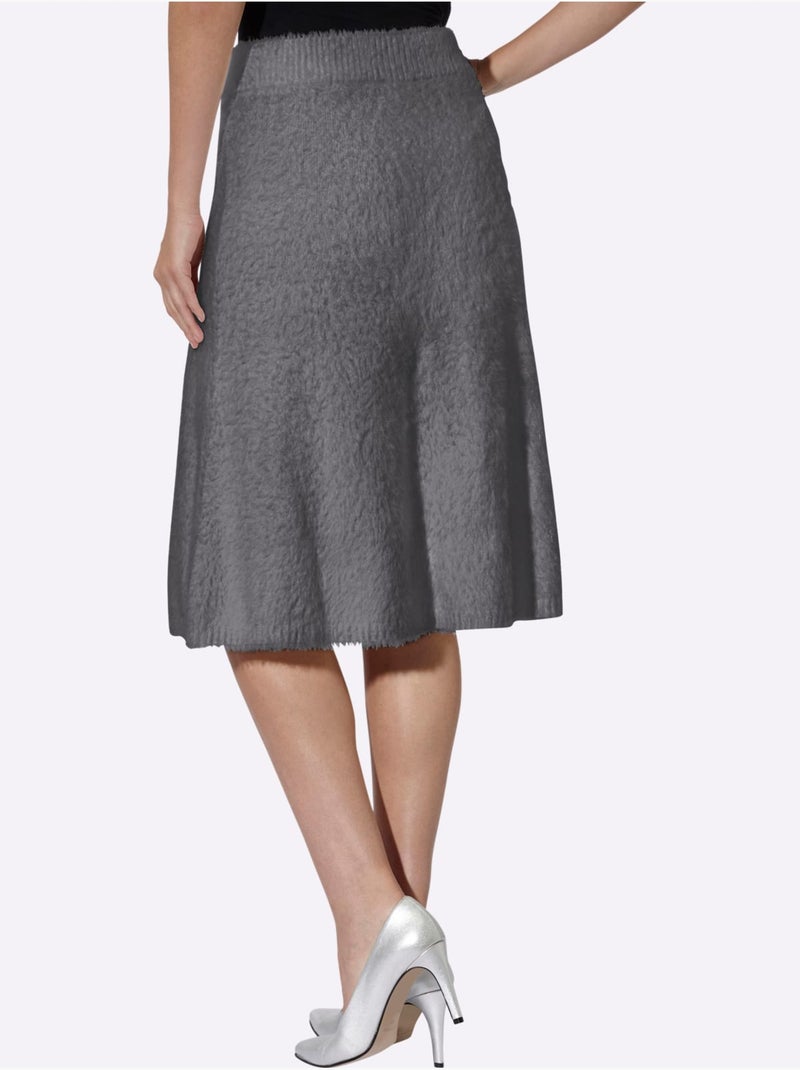 Jupe en tricot fil moelleux à poils longs - taille standard - helline gris anthracite - Kiabi