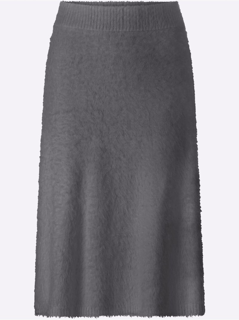 Jupe en tricot fil moelleux à poils longs - taille standard - helline gris anthracite - Kiabi