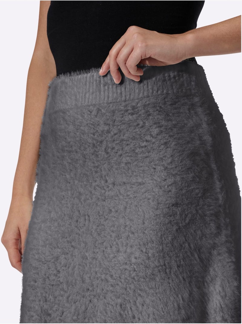 Jupe en tricot fil moelleux à poils longs - taille standard - helline gris anthracite - Kiabi