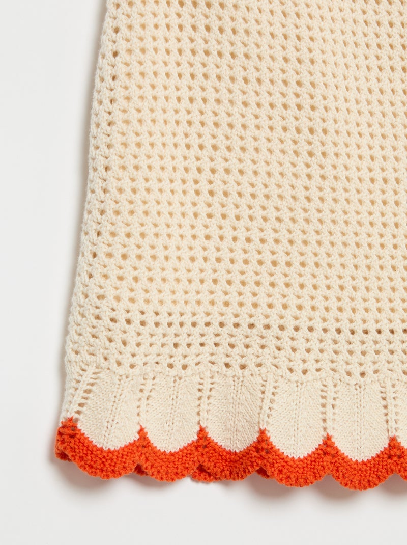 Jupe en tricot finitions ondulées Beige - Kiabi