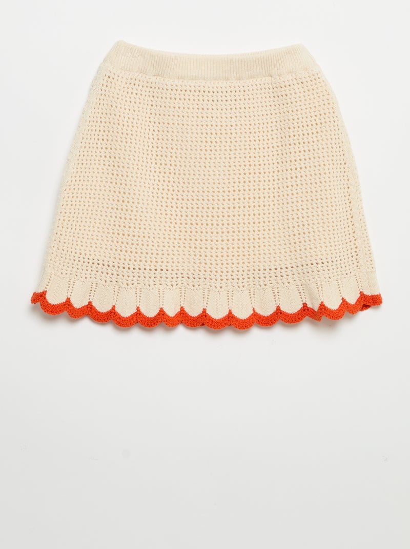 Jupe en tricot finitions ondulées Beige - Kiabi