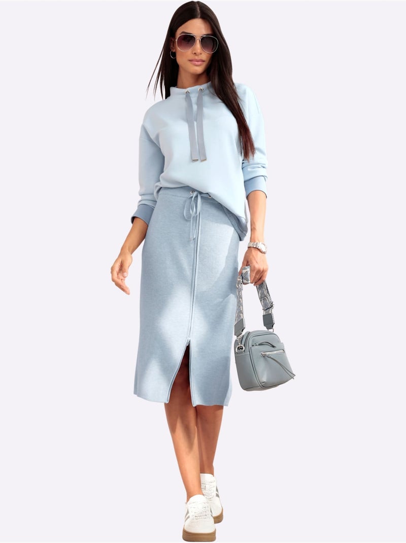Jupe en tricot glissière sur la longueur - taille standard - helline Bleu Ecru - Kiabi