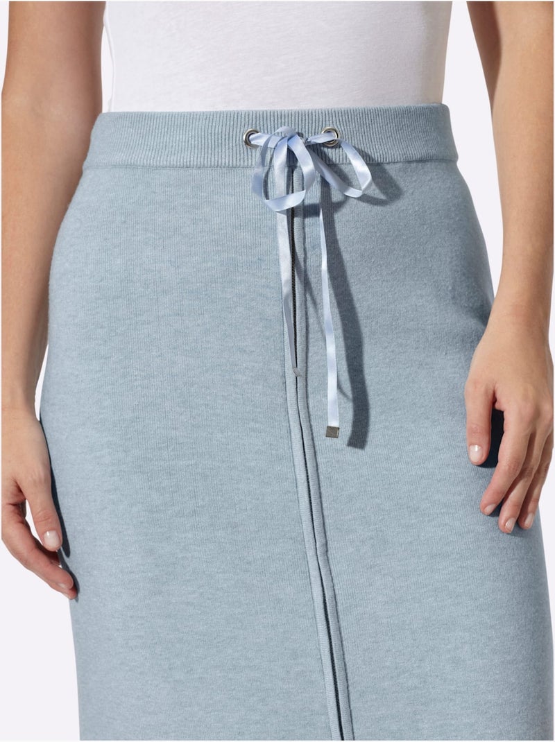 Jupe en tricot glissière sur la longueur - taille standard - helline Bleu Ecru - Kiabi