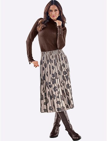 Jupe en tricot joli motif léopard - taille standard - helline