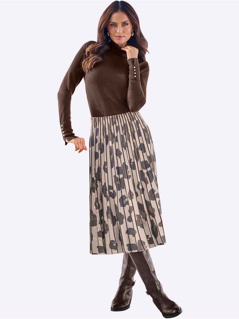 Jupe en tricot joli motif léopard - taille standard - helline Marron - Kiabi