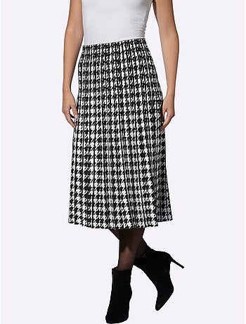 Jupe en tricot motif pied-de-poule - taille standard - helline