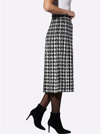 Jupe en tricot motif pied-de-poule - taille standard - helline