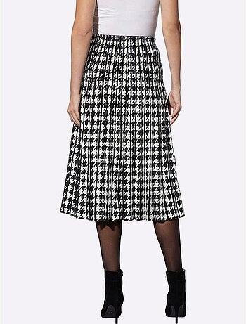 Jupe en tricot motif pied-de-poule - taille standard - helline