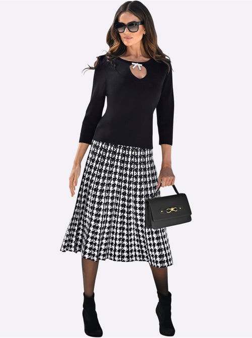 Jupe En Tricot Motif Pied-de-poule - Taille Standard - Helline - Kiabi Jupe En Tricot Motif Pied-de-poule - Taille Standard - Helline - Kiabi