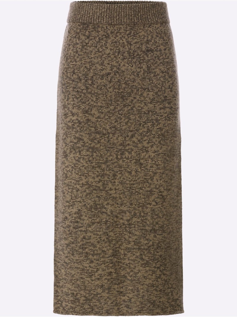 Jupe en tricot qualité chinée - taille standard - helline Marron chocolat - Kiabi