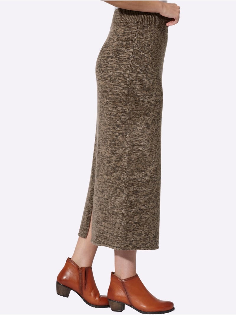 Jupe en tricot qualité chinée - taille standard - helline Marron chocolat - Kiabi